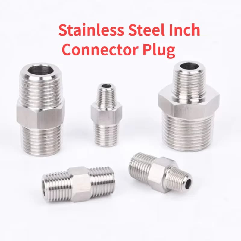 304 Stainless Steel Inch Connector Hex External Thread Reducing Straight Joint Plug Pipe Fitting
