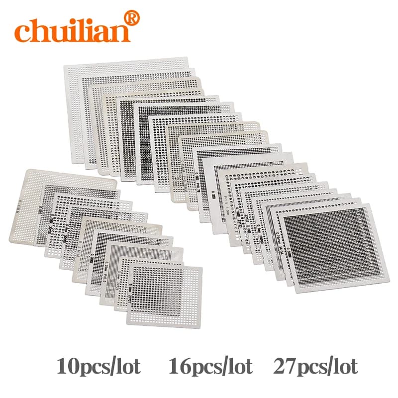 27Pcs /16pcs/10pcs BGA general template Universal Direct Heated Stencils For SMT SMD Chip Rpair and easy support