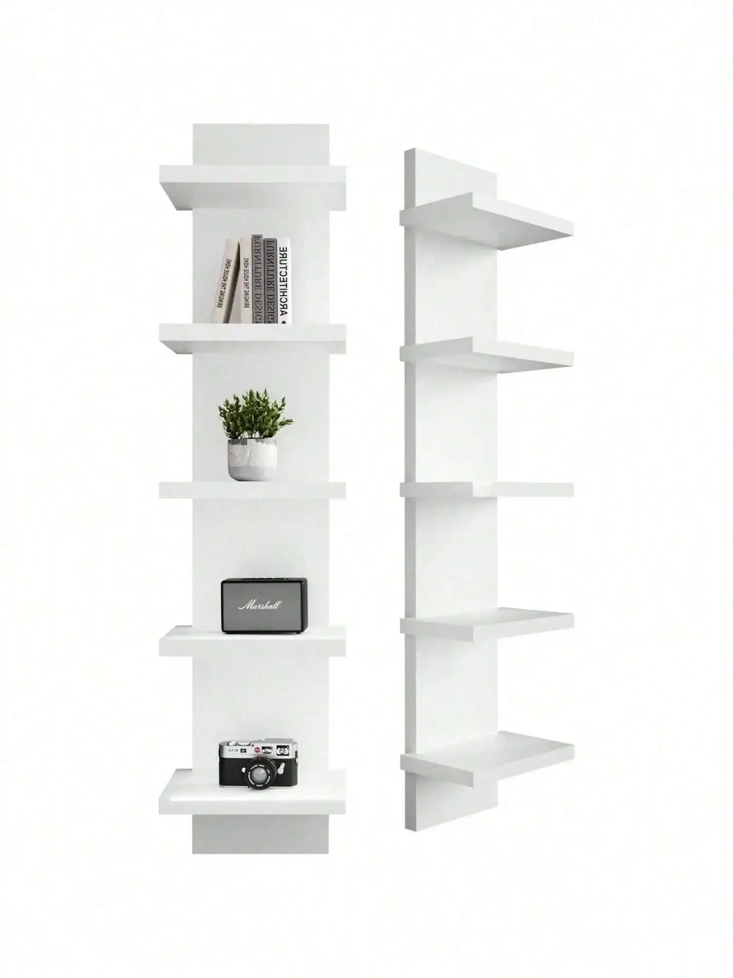 1-Piece 5-Tier Modern Wall Shelf (5.1-inch Depth) – Floating Display Shelf for Bedroom/Living Room Decor and Storage