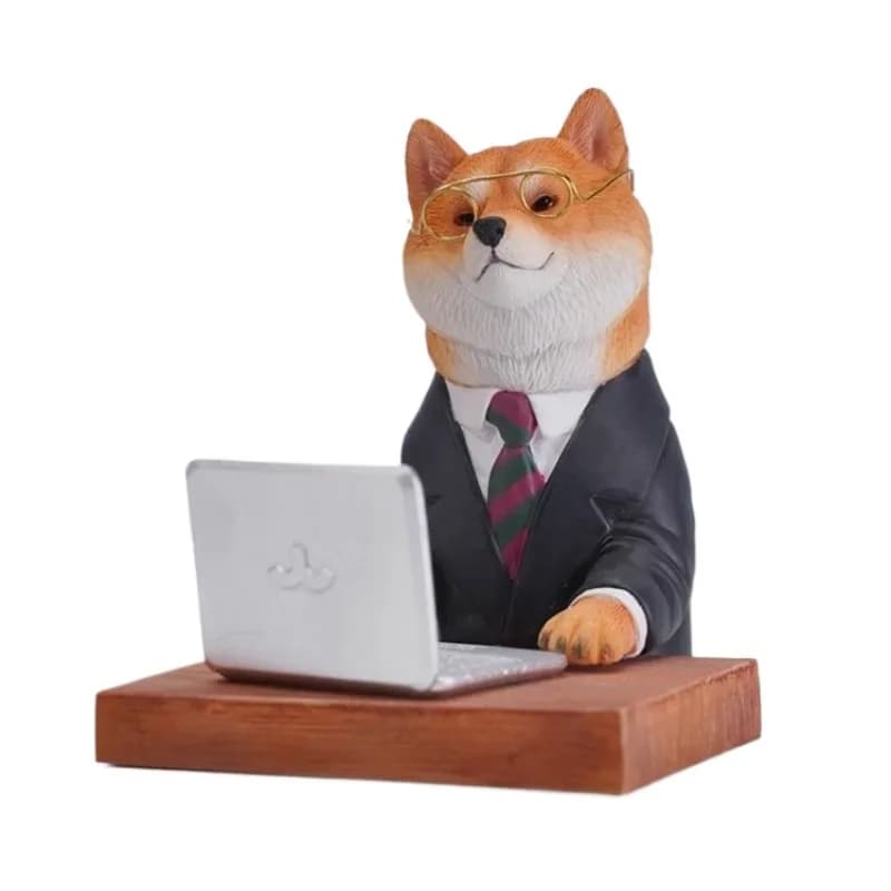 Overtime dog, cute creative part-time Shiba Inu office desktop ornament car home tide play figure model