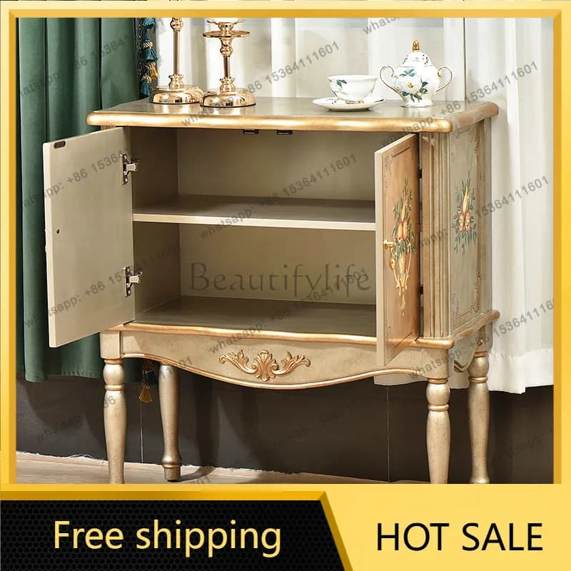 Factory Direct American Country Entrance Cabinet Solid Wood Living Room Storage Shoe Cabinet Painted Furniture