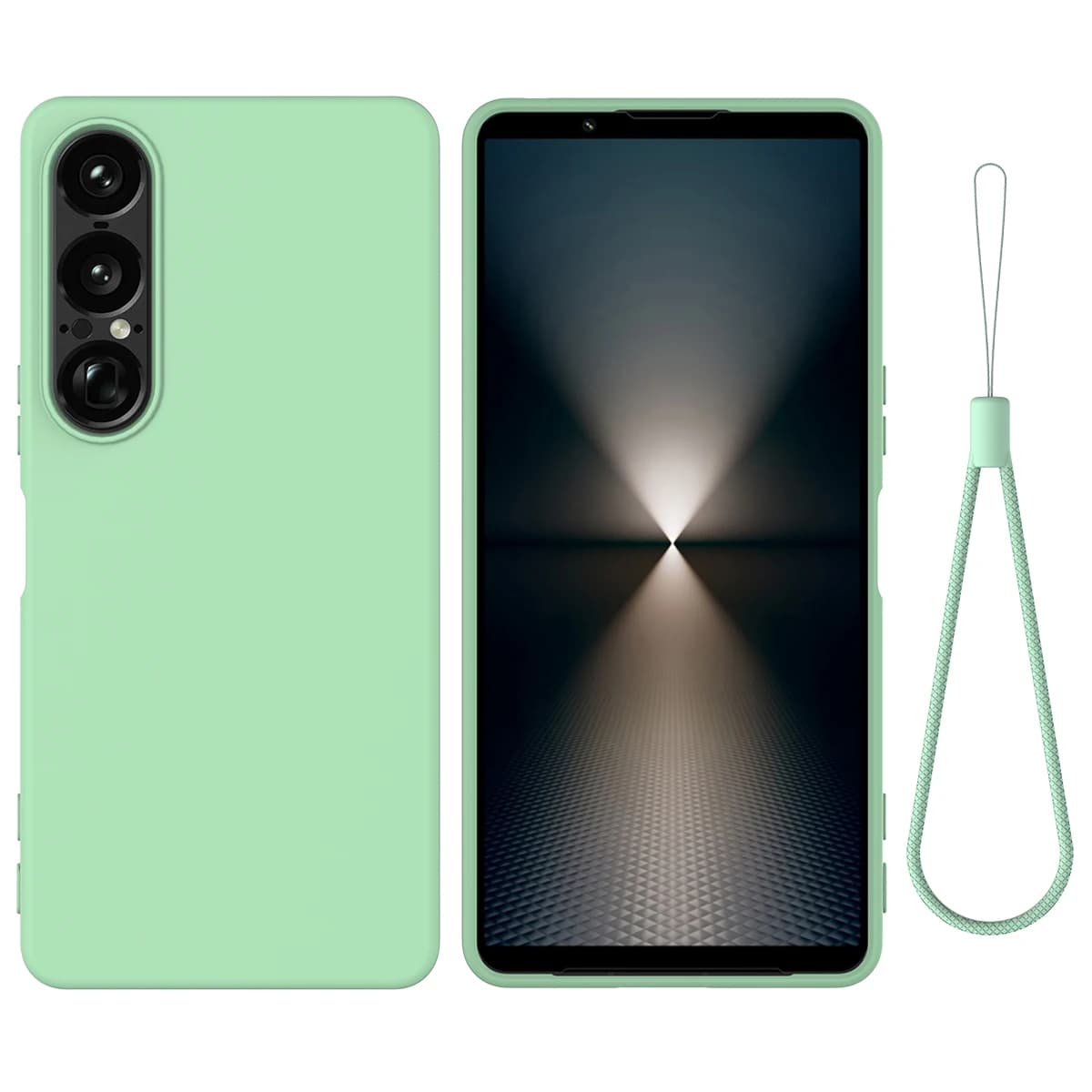 Shockproof Soft Liquid Silicone Case for Sony Xperia 1 VII 1VI 10 VI 5 V 5 IV , Slim Fleece Phone Cover Lanyard Retail Package