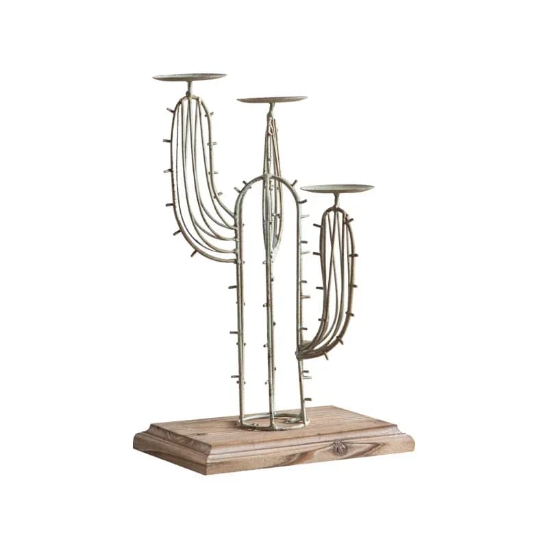 American retro candle holder wrought iron old ornament cactus candle holder