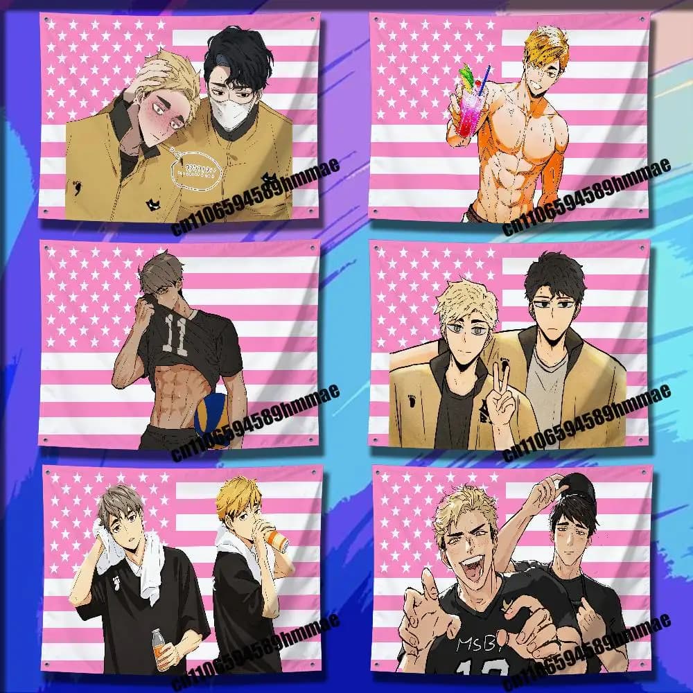 For A-Atsumu O-Osamu Twins M-Miya Flag 50x70cm Outdoor Garden Bedroom Decorate Wall Banner Tapestry Flags