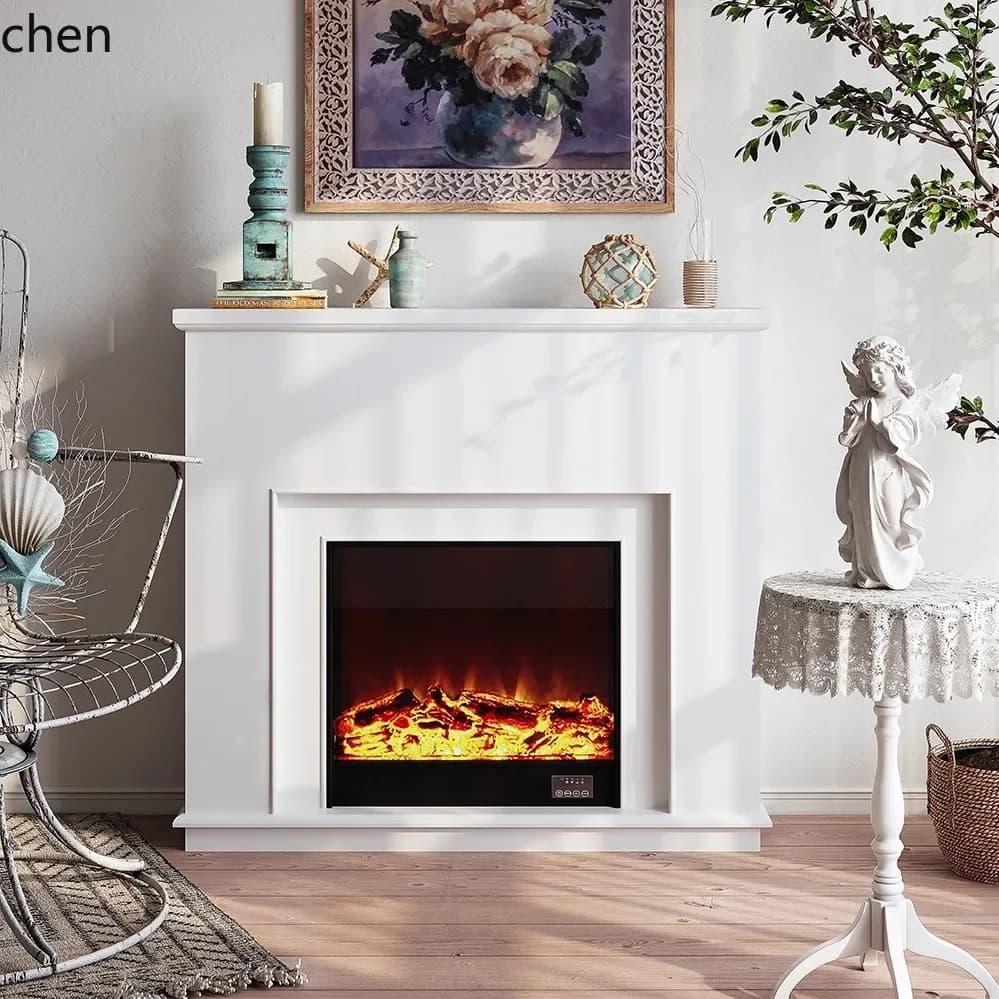 DSA Retro Fireplace Decorative Cabinet Living Room Electronic Simulation Entryway Storage Rack