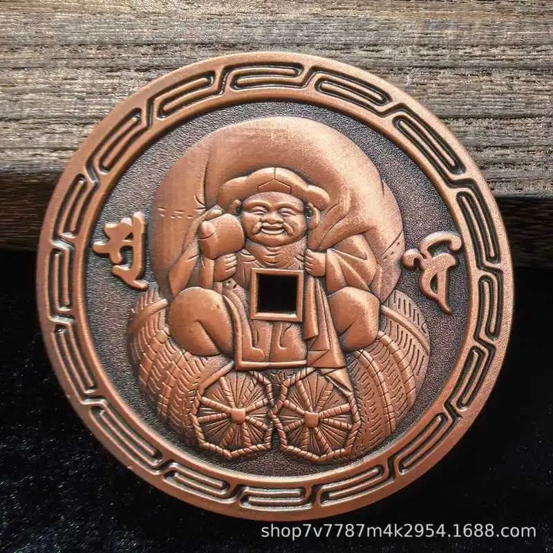 Craft: Purple Copper Great Black Heaven Wealth God Money Coin Home Decoration Pendant