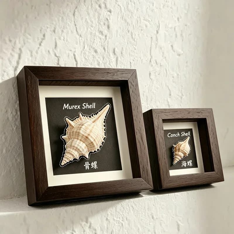 Hollow Solid Wood Photo Frame - Shell Butterfly Dry Flower Specimen Display Frame, Creative Gift Showcase Artwork Frame