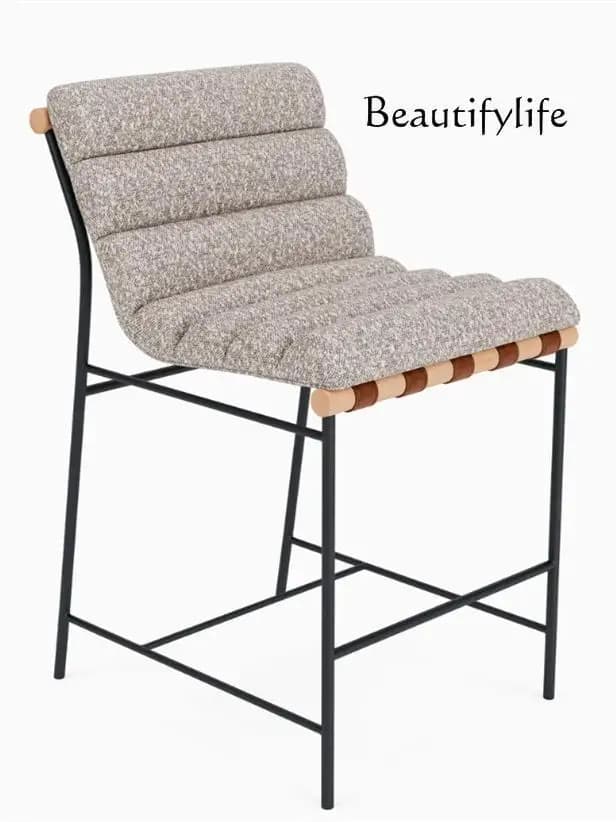 Modern Simple Home Dining Chair Metal Light Luxury Retro Leisure Bar Chair Nordic High Stool Front Desk Chair