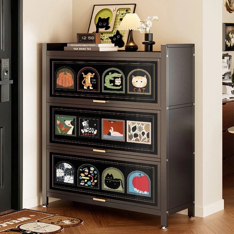 Dopamine wears shoe cabinets at the door of the house, steel porch cabinets 2026 new living room bucket cabinets, storage shoe