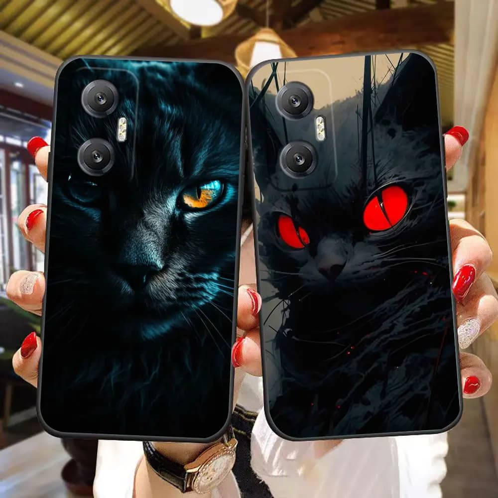 Black Cat Staring Eye Cover Phone Case For Infinix HOT 9 10 10I 10S 11 11S 12 12I 20 20I 20S 30 30I ZERO X 20 30 Play Case Funda