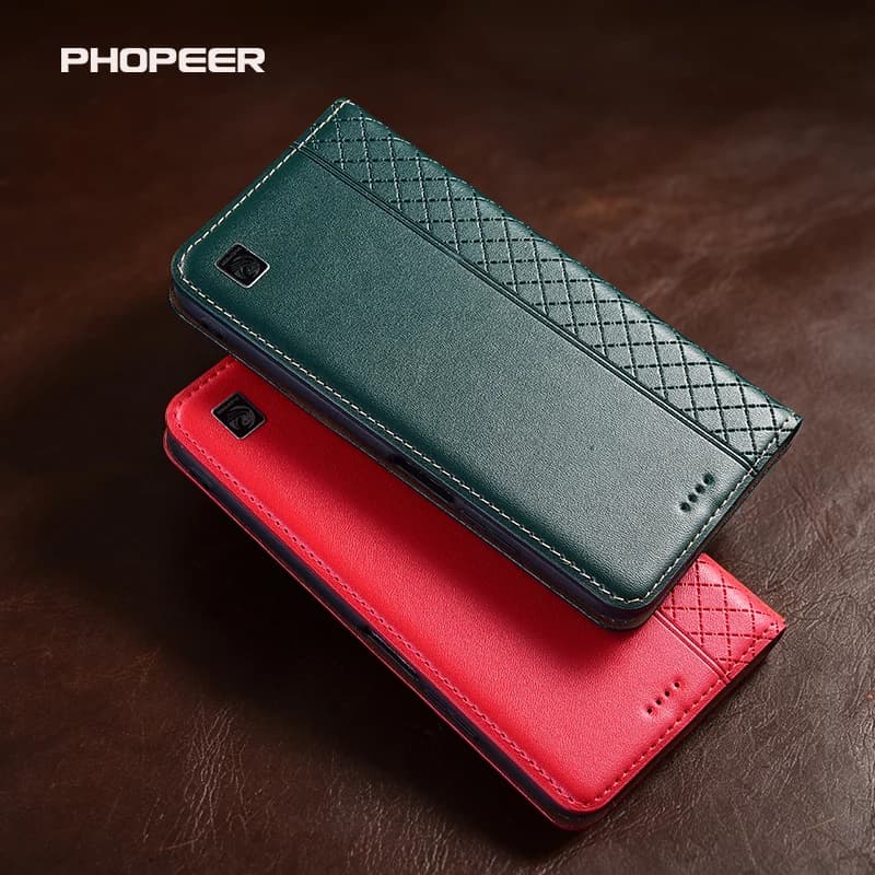 Luxury Genuine Leather Case for Samsung A06 16 26 36 56 07 17 37 57 4G 5G Napa Pattern Inner Grid Phone Case