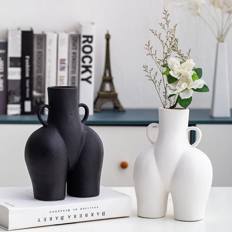 Human Body Shaped Creative Ceramic Docking Vase, Dried Flower Arrangement, Simple Modern Art, Home Decoration, Office Vase