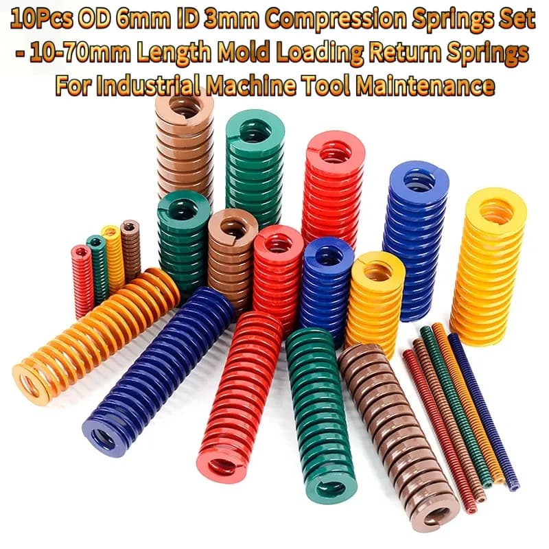 10Pcs OD 6mm ID 3mm Compression Springs Set - 10-70mm Length Loading Return Springs Industrial Maintenance