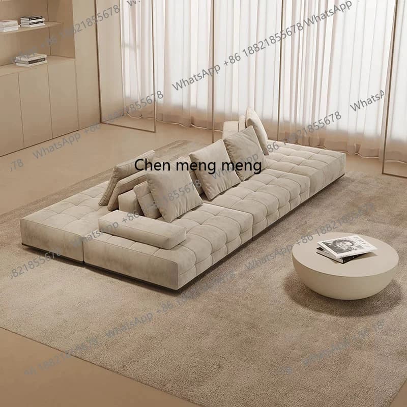 Italian minimalist fabric sofa designer light luxury, villa module combination straight row double-sided sofa