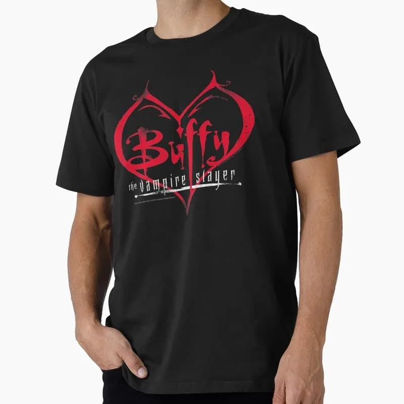 Buffy Inspired Graphic T-Shirt, 0811 Vintage Vampire Slayer Print Tee, Retro Horror Series Short Sleeve Casual Shirt US Size Top