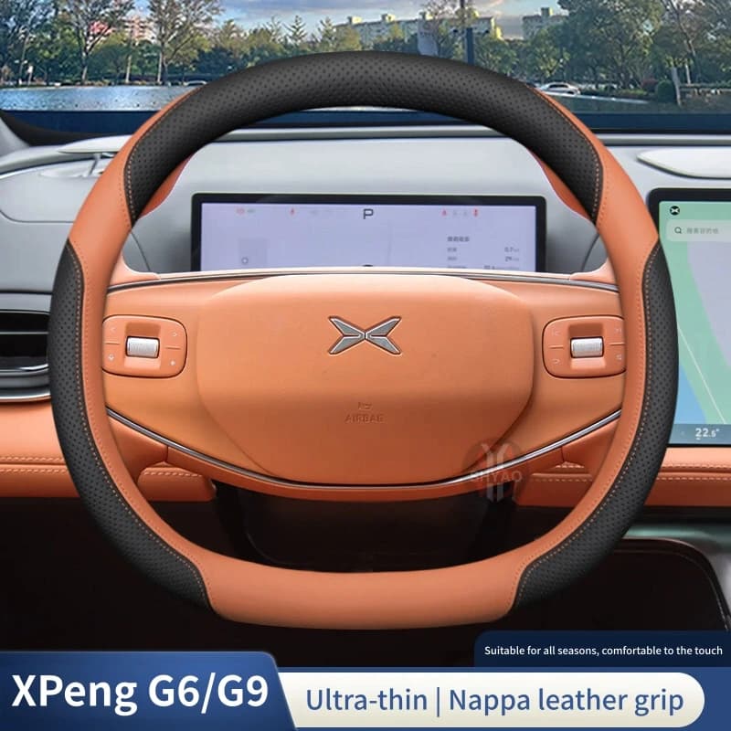 Leather Car Steering Wheel Cover For Xpeng G6 G9 Ultra‑Thin Anti‑Slip Breathable Steering‑Wheel Protector Interior Accessories