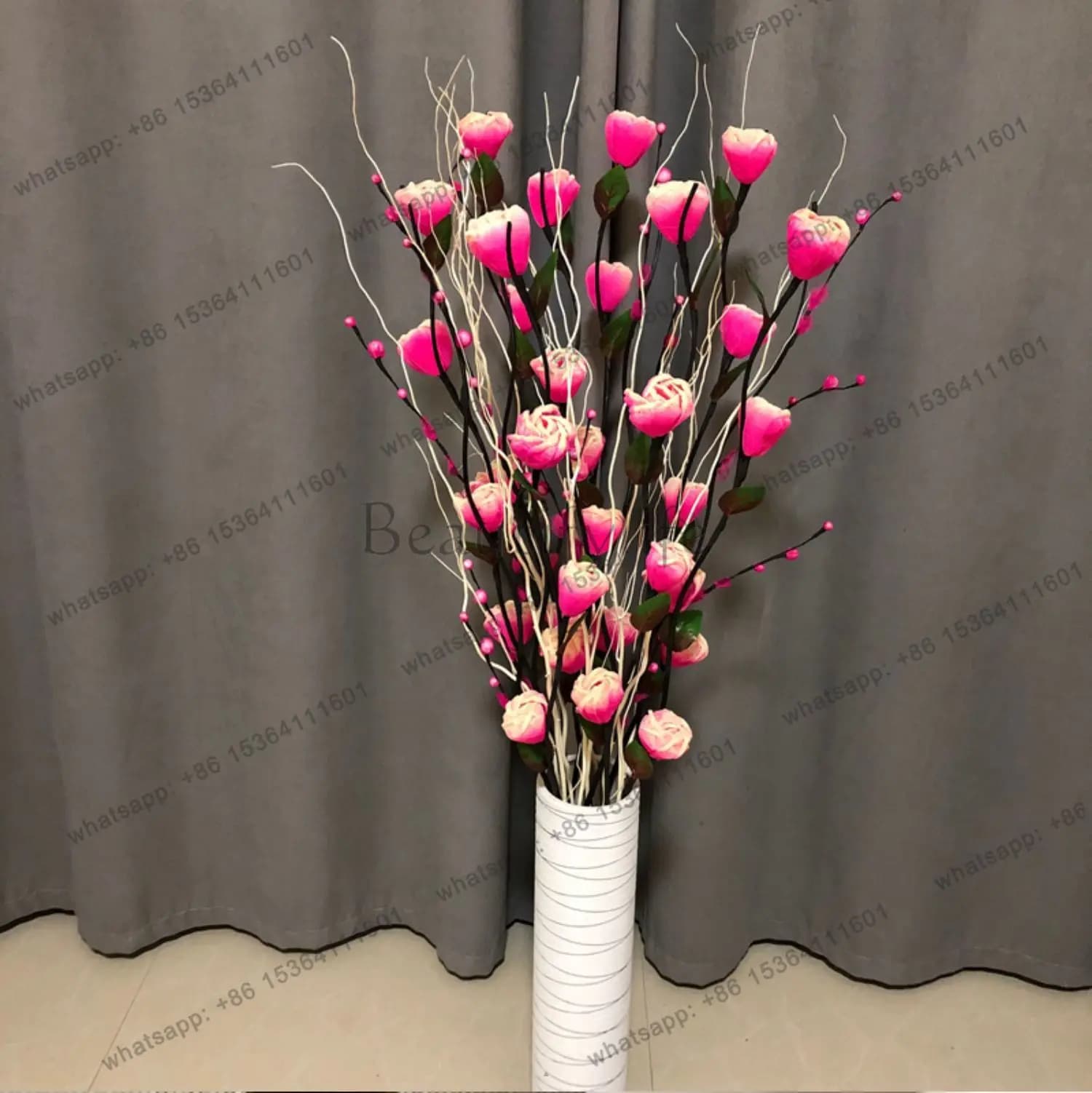 Floor-Standing Living Room Floral Rose Dried Flowers Indoor Decoration Vase Set