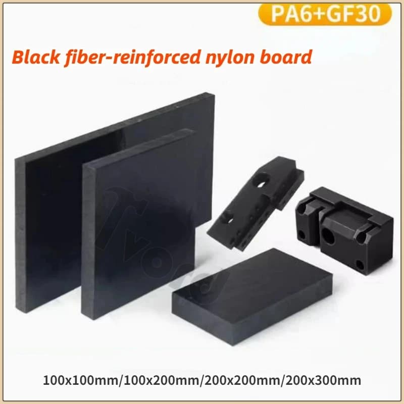 1pcs Black Fiber-reinforced Nylon Board Wear-resistant Nylon PA66+GF30 Modified Reinforced Nylon Fiberboard Thickness 8-30mm