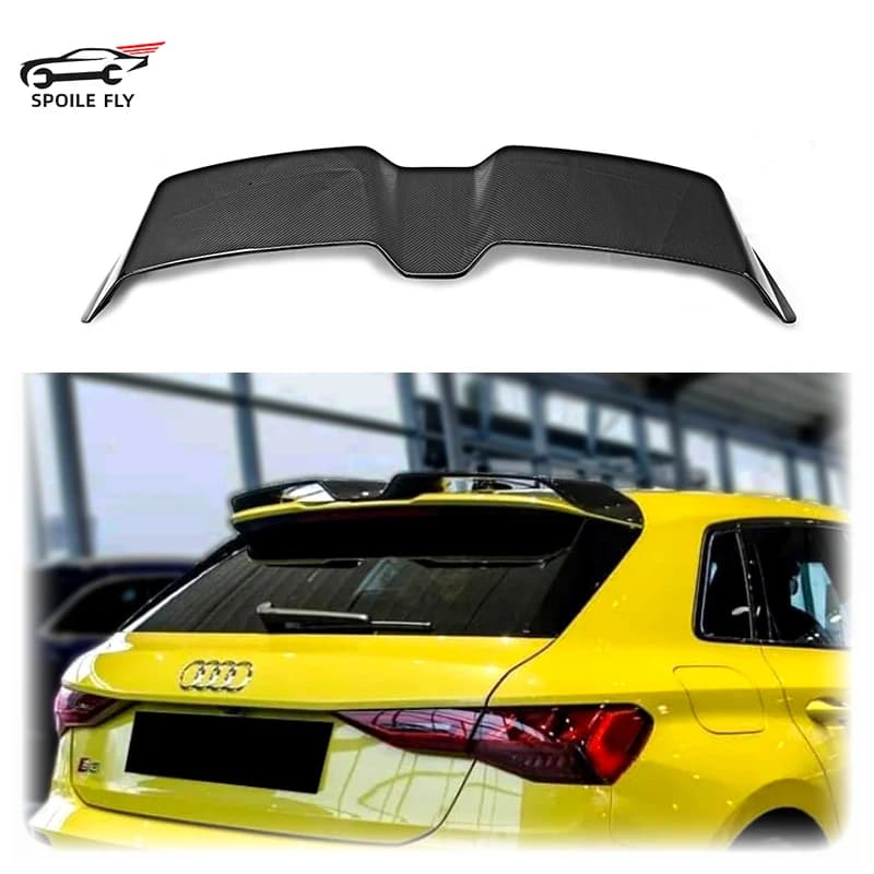 For Audi A3 S3 RS3 8Y Sportback 2021-2024 High Quality ABS Car Rear Roof Spoiler Wing Body Kit Glossy Black Carbon Fiber Look