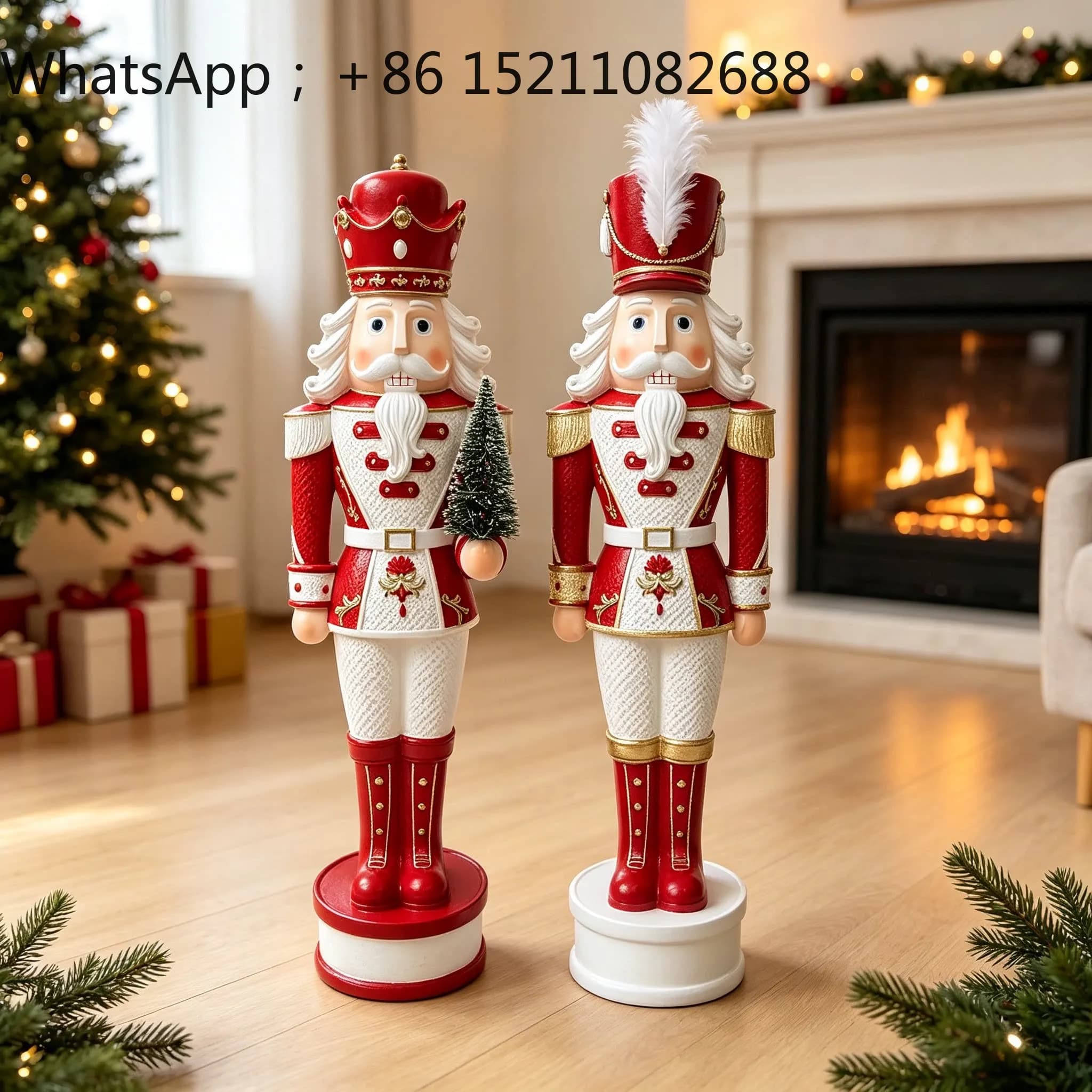 LLY Christmas Walnut Soldier Character Decoration Ornament Home Crafts Resin Large Floor Ornament Ornament