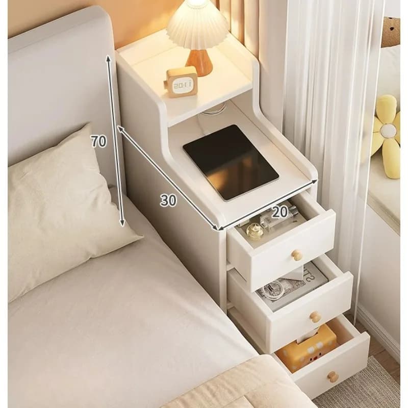 Mini Narrow Bedside Rack Space Saving Low Cabinet for Bedroom Bedside Crevice Organizer