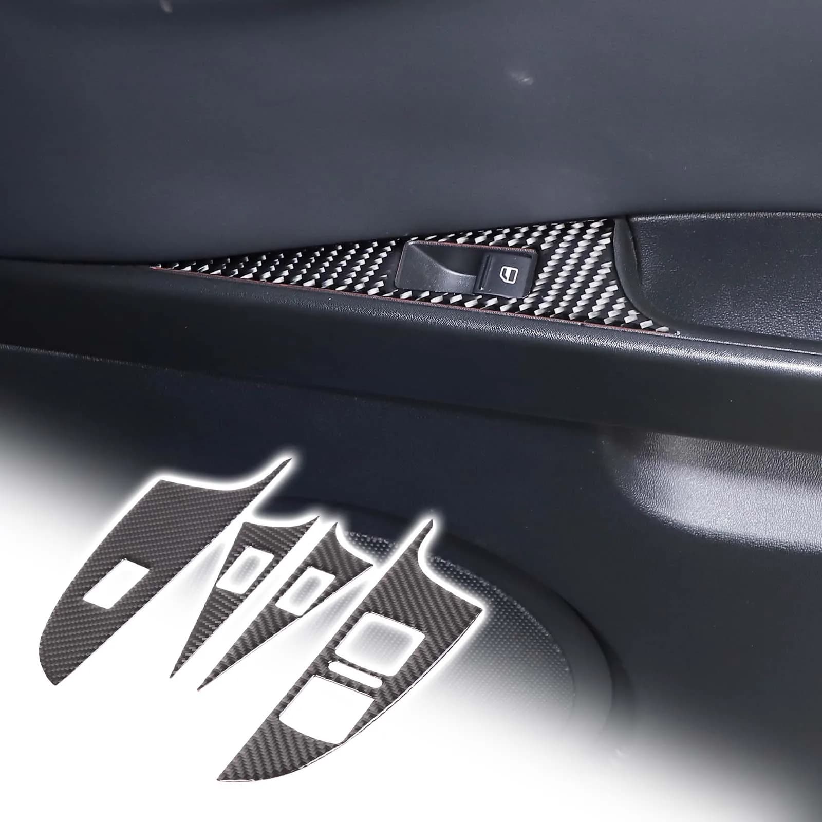 For Seat leon 2008-2012 soft carbon fiber car glass lift button frame decorative sticker car protection accessories