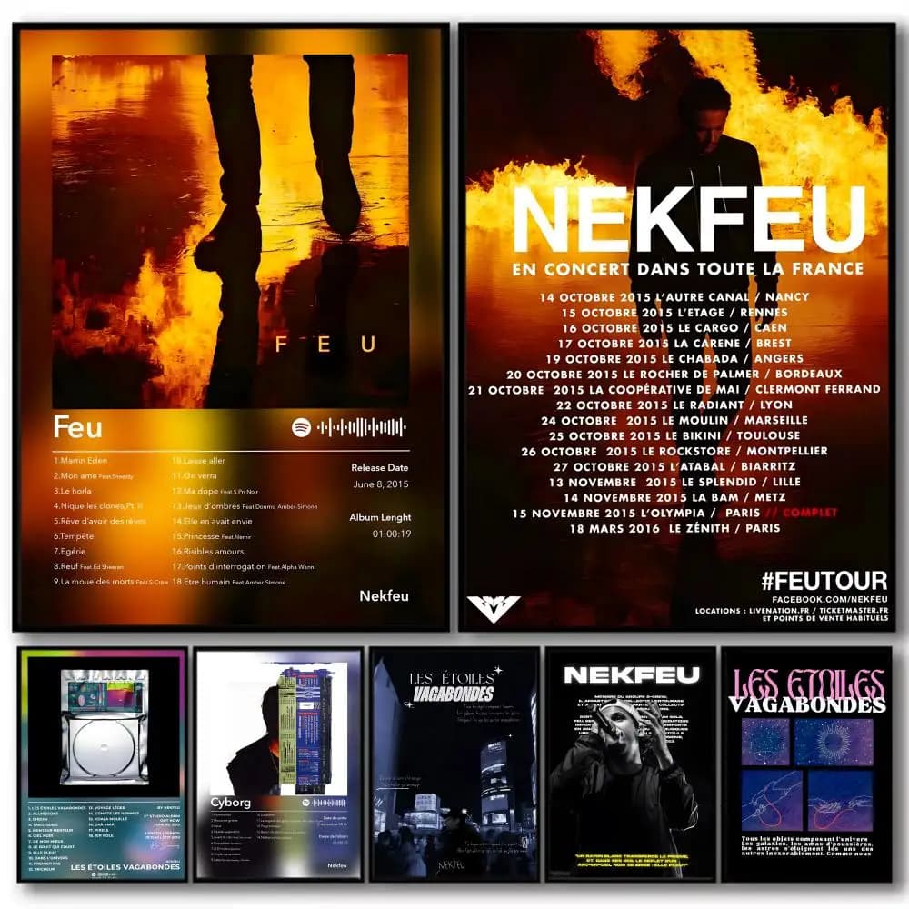 Classic Singer N_Nekfeu Album Poster Decorative Stickers Wall Art Mural Photo Design for Home Living Room Hallway Decoration