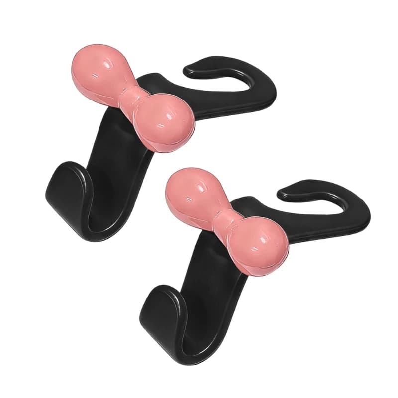 37JE Pack of 2 Car Rear Hanger Hook with Bowknot Strong Load 20kg Easy Install