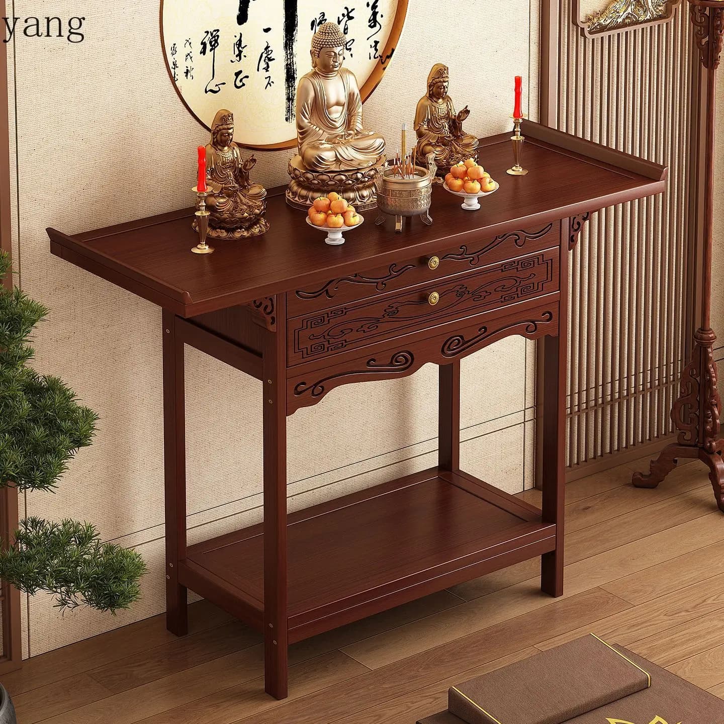 LH1 New Chinese Vertical Cabinet Household Incense Buddha Statue Offering Taigong Table