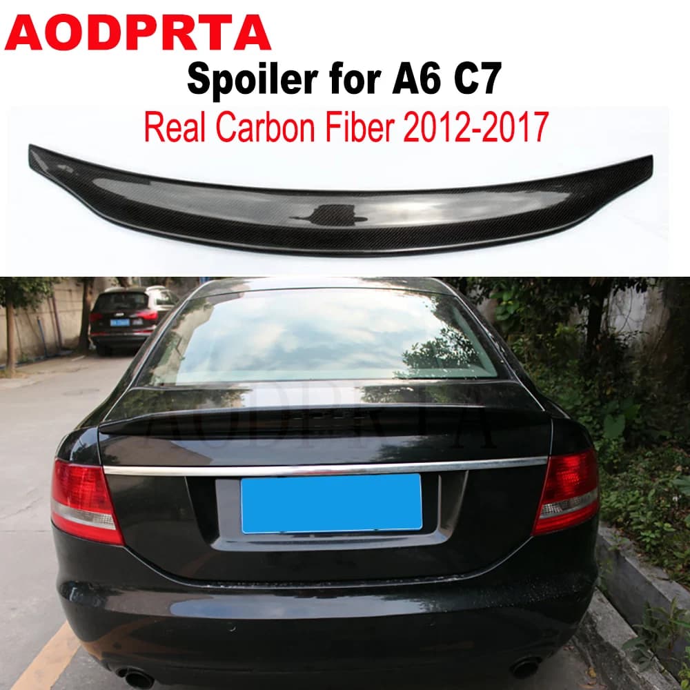 3K Twil Real Carbon Fiber Rear Boot Trunk Wings Spoiler For Audi A6 C7 Sedan 2012-2017