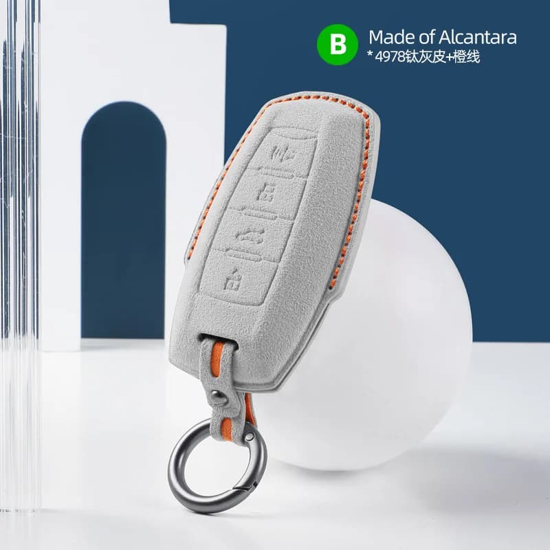 Alcantara Suede Car Key Case Cover For Haval H6 H7 H4 H9 F5 F7 H2S F7X Auto Holder Shell Fob Keychain Accessories