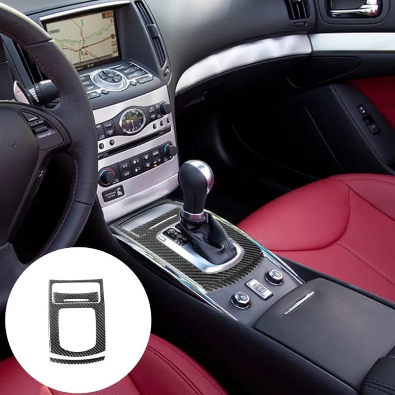 For Infiniti G37 Sedan 2010 2011 2012 2013 Styling Accessories Carbon Fiber Car Automatic Transmission Console Trim Sticker
