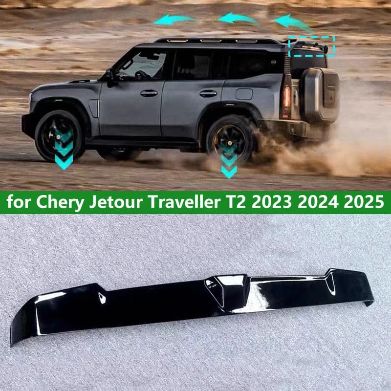 Car Spoiler for Chery Jetour Traveller T2 2023 2024 2025 ABS Plastic Rear Spoiler Tail Wings Gloss Black Exterior Parts