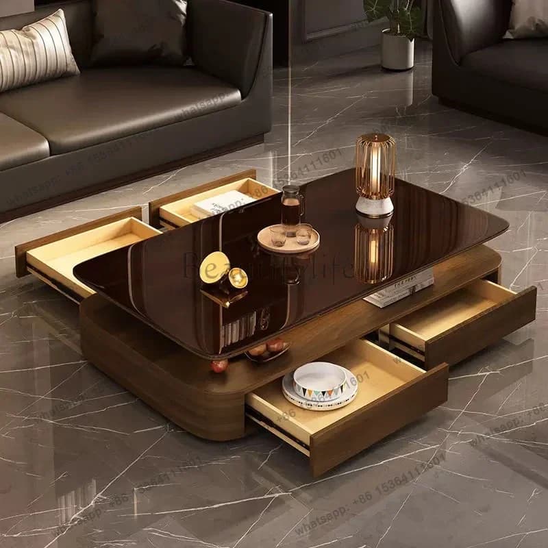 LJY European Vintage Coffee Table Luxury Italian Storage Center Coffee Table Hallway Deco Modern Meuble Salon Furniture Home