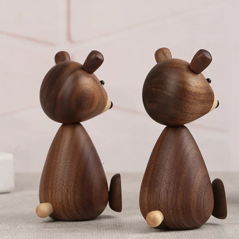C5 Denmark Wooden Brown Bear Home Decor Items Figurines Nordic Design Room Decoration Home Decor Offices Gift Crafts Family Toys