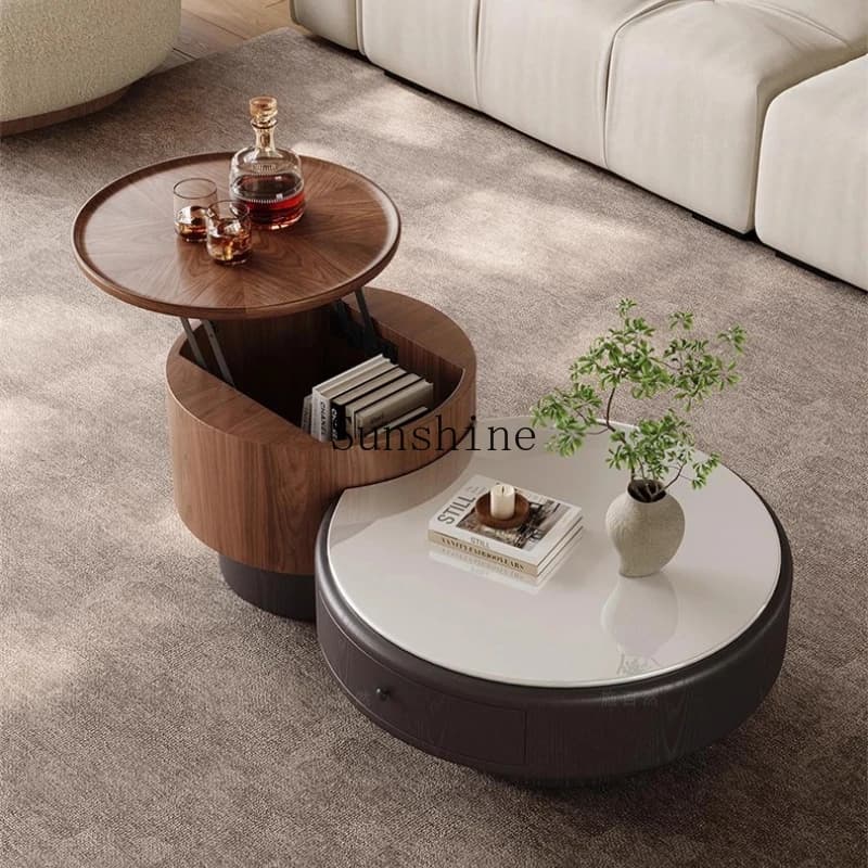 Italian minimalist coffee table household living room small apartment creative round marble coffee table