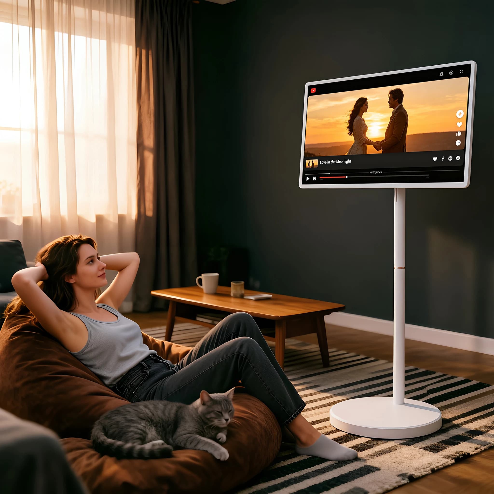 Portable Tv Televisions Lcd Advertising Screen Display Portable Tv On Wheels Electronics Smart Tvs With Stand