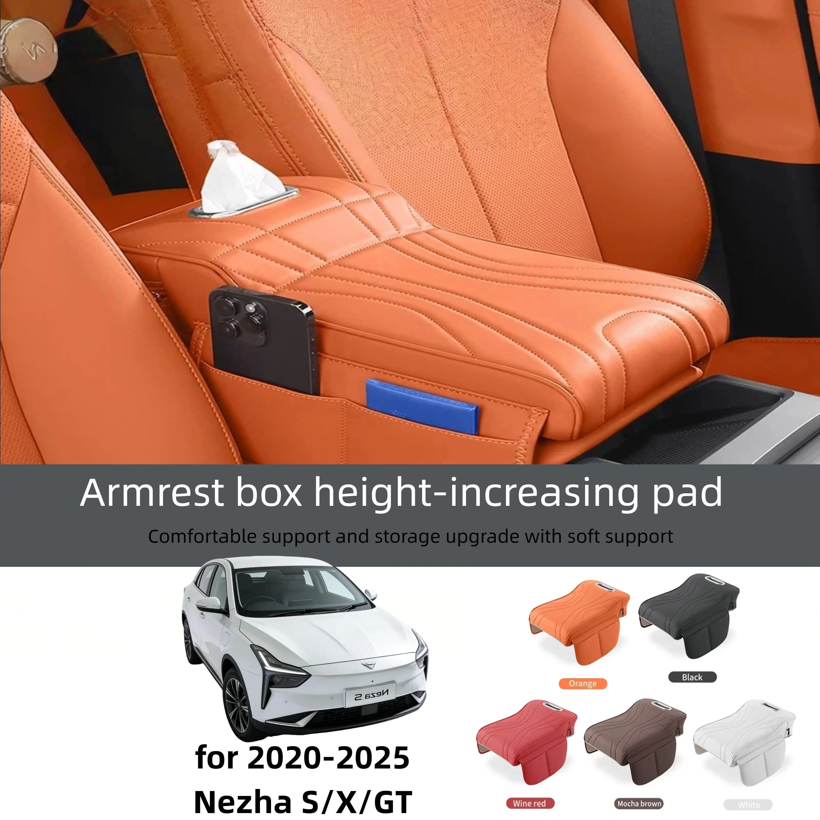 Car Central Armrest Cushion for Nezha S/X/GT - Thickened Heightened Protective Cover with Tissue Storage