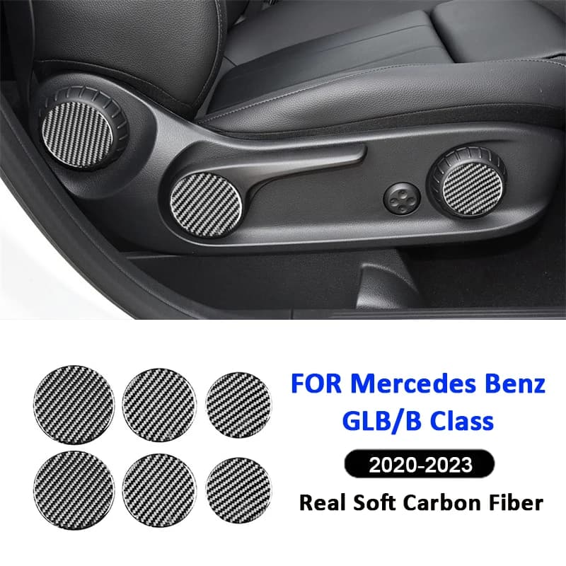 Carbon Fiber Car Seat Adjusting Handle Circle Panel Trim Cover Decoration Sticker For Mercedes Benz B Class GLB 2020-2023