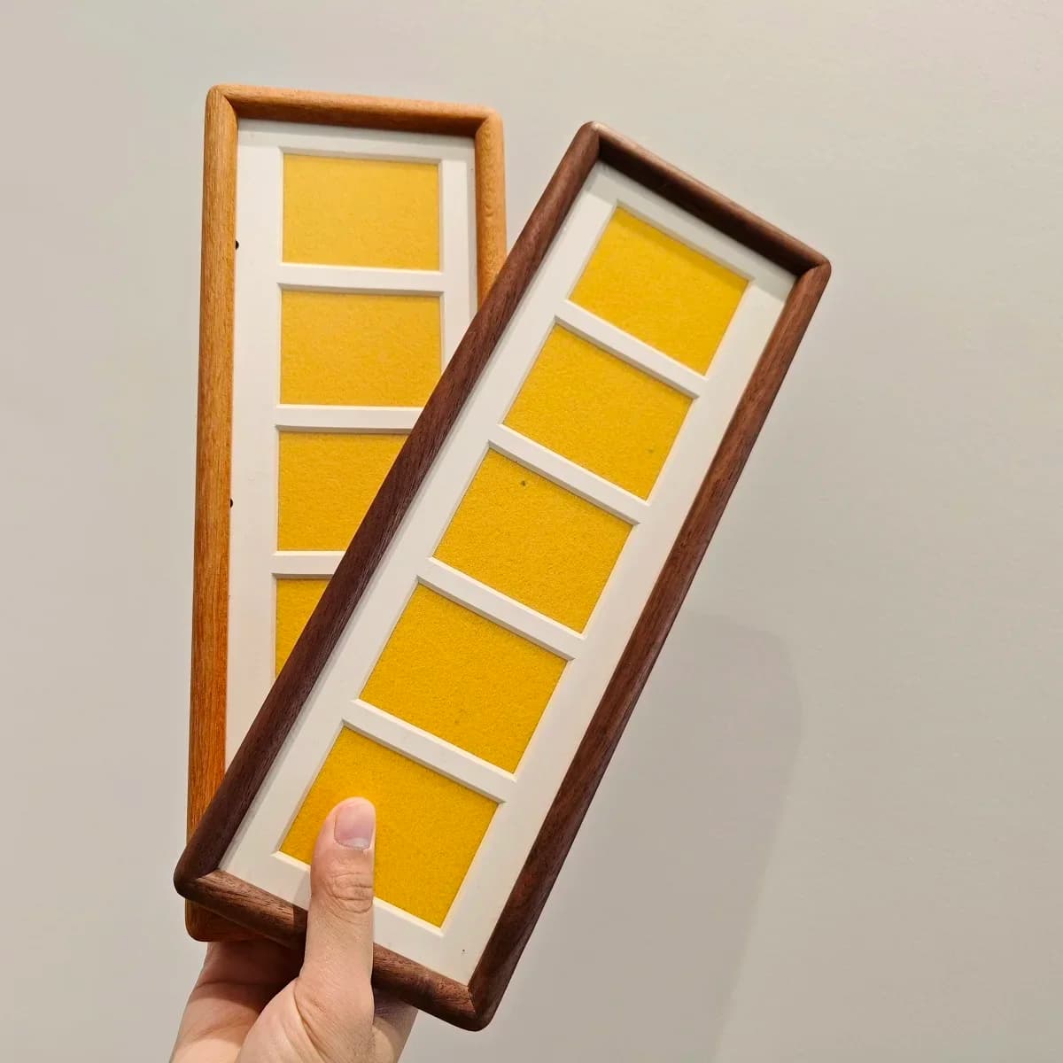 Solid Wood Photo Frame Display Stand DIY 5-Grid Couple High-grade Walnut/Teak Wood Wedding Picture Frame Home Decor Desktop Gift
