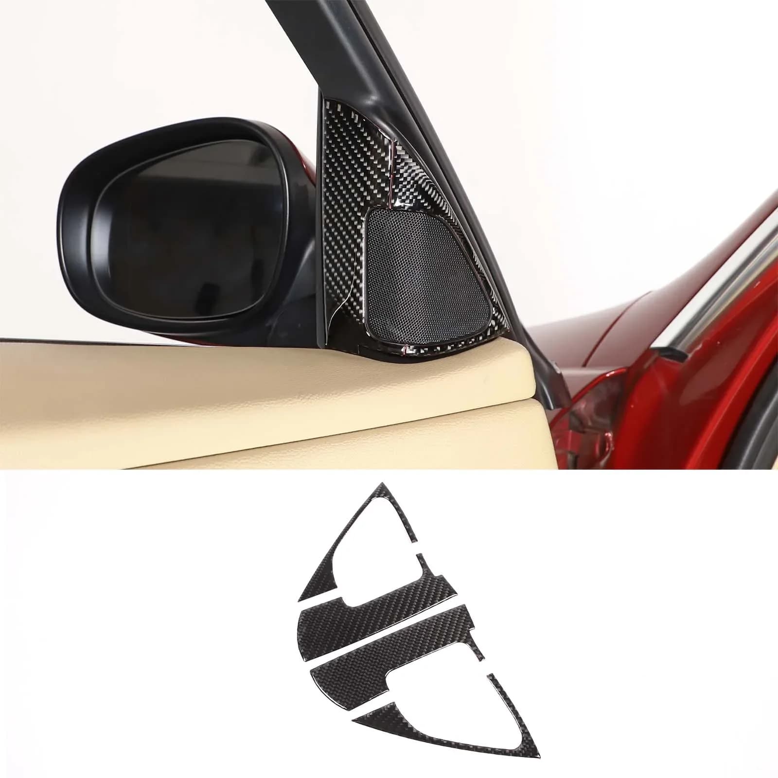 For BMW 3 Series E90 2005-2012 Soft Carbon Fiber Car Interior A-pillar Speaker Panel Sticker Car Protection Accessories 2Pcs