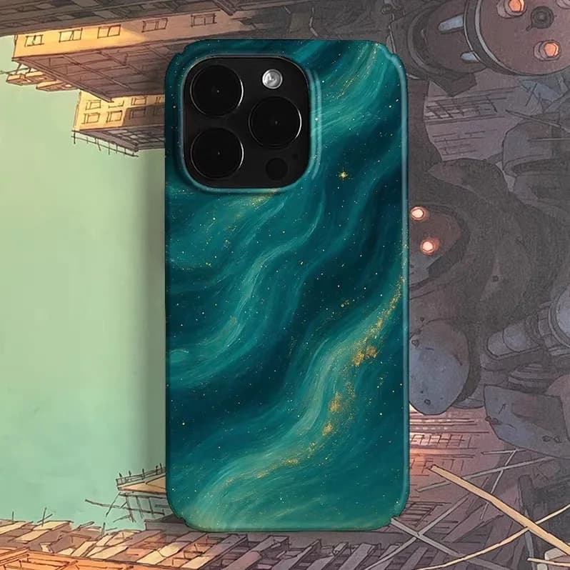 Green Universe Star River Art Phone Case for IPHONE 17 Air 16E 15 PROMAX 14 Plus 13 12 MINI 11 PRO 16Plus XR Acrylic Phone Cover