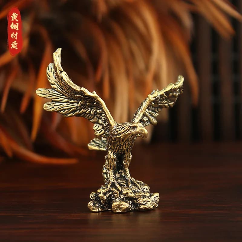 Large with Spread Wings, Metal Craft Ornament, Creative Brass Eagle Figurine for Office or Entrance Hall Decoration