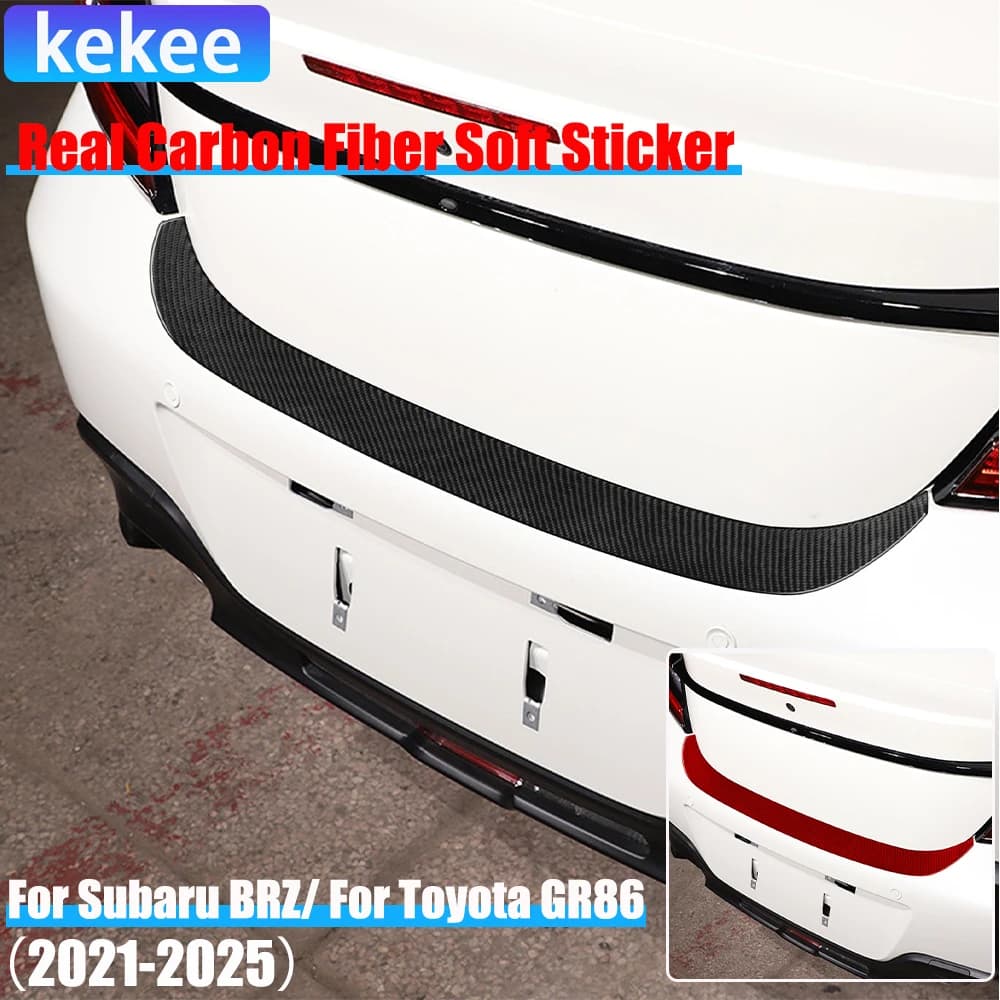 Real Carbon Fiber Car Accessories Trunk Strip Cover Soft Sticker For Subaru BRZ/ For Toyota GR86 2021 2022 2023 2024 2025