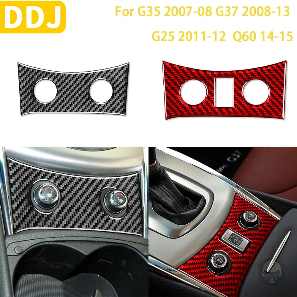 For Infiniti G35 2007-2008 G37 2008-2013 Accessories Car Carbon Fiber Auto Interior Central Control Panel Cover Trim Sticker Set