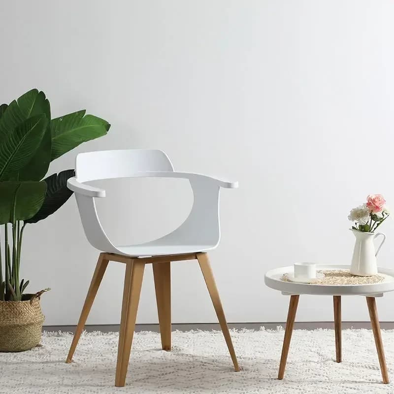 Casual home creative Nordic simple coffee plastic backrest iron tripod dining chair