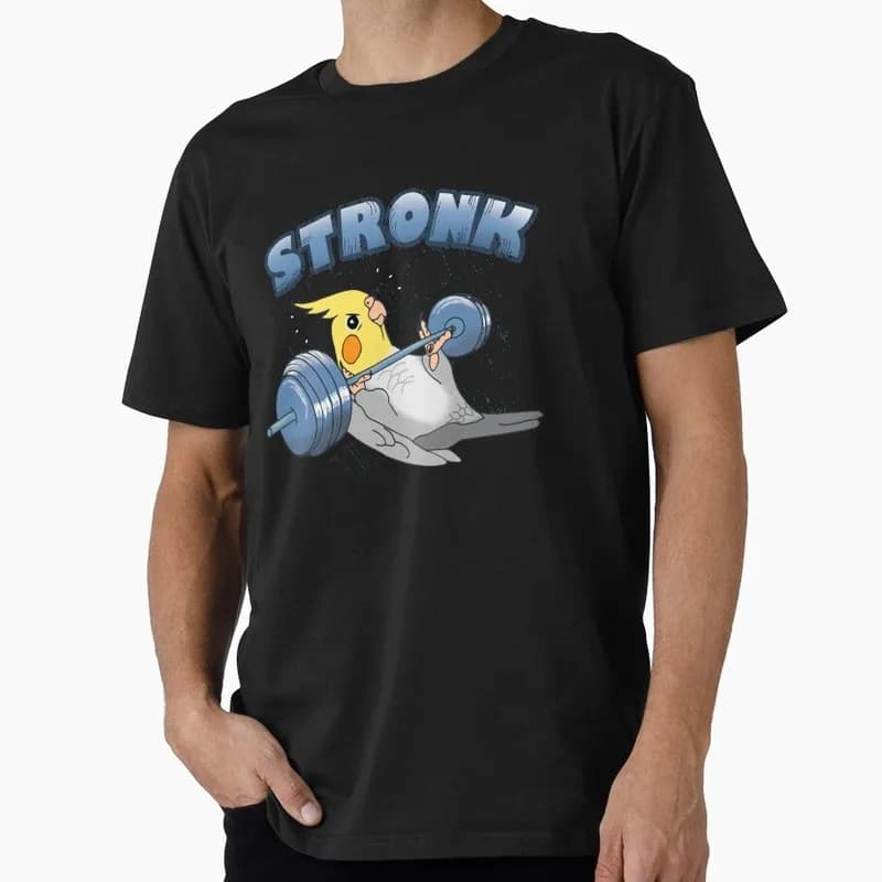 Stronk Cockatiel Fitness Parrot Workout Funny Parrot Gift T-shirt for Birds Lover Short Sleeve Graphic Clothes All Size Tops