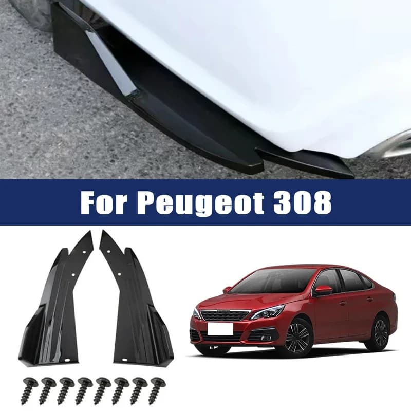 Car Rear Bumper Spoiler Lip Carbon Fiber Wing Trim Protection Anti-crash Diffuser Side Skirt Wrap Angle Splitter For Peugeot 308