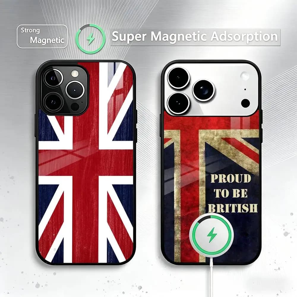 British National Flags Culture Phone Case For iPhone17,16,15,14,13,12,11 Plus,Pro Magnetic with Magsafe Wireless Charging