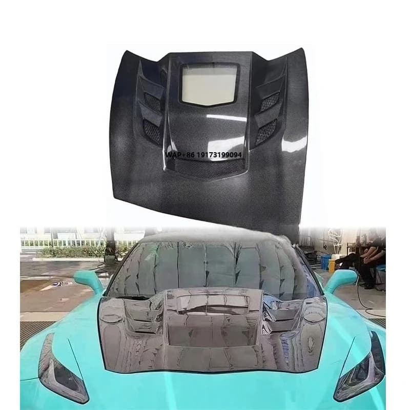 Best Selling Carbon Fiber Engine Cover Bonnet for Corvette 15-17 C7 Transparent Glass Cover Hood